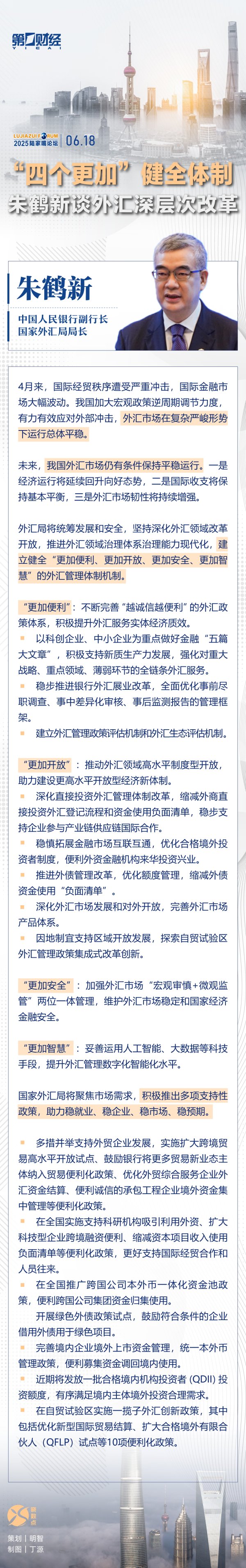 日斗优配 一图速览｜2025陆家嘴论坛上，国家外汇局局长朱鹤新讲话释放哪些信号？